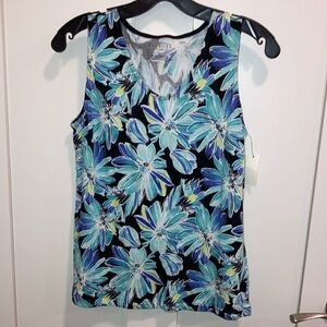 Petite NWT floral multicolored sleeveless top. Talbots